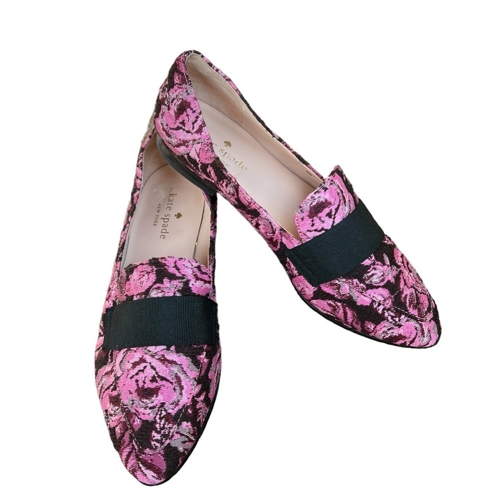 Kate Spade Corina Floral Brocade Loafers Pink Roses Size 6M - Picture 5 of 13